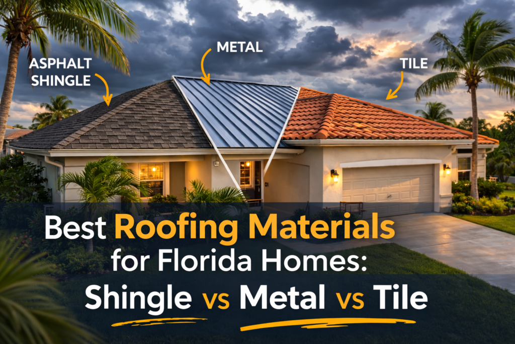 Best Roofing Materials for Florida Homes: Shingle vs Metal vs Tile Best roofing materials for Florida homes including shingle metal and tile roofs in Tampa Florida