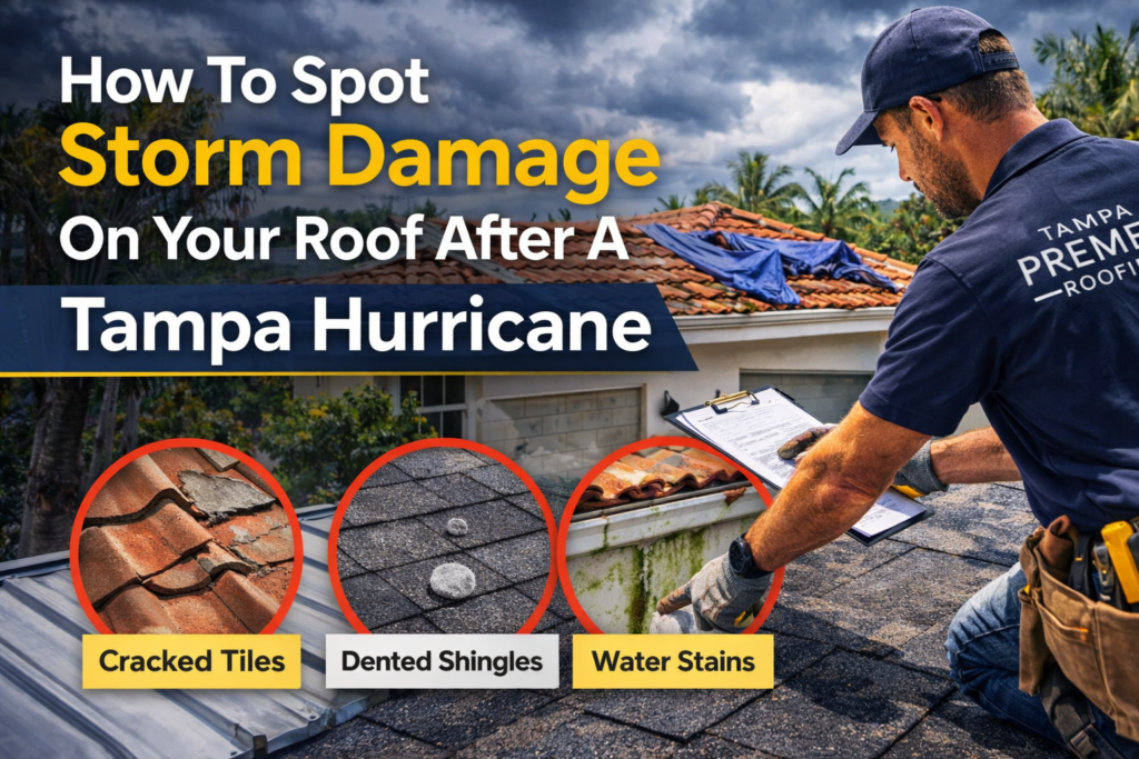 How to Spot Storm Damage on Your Roof After a Tampa Hurricane Storm damage on roof after hurricane in Tampa Florida showing damaged shingles
