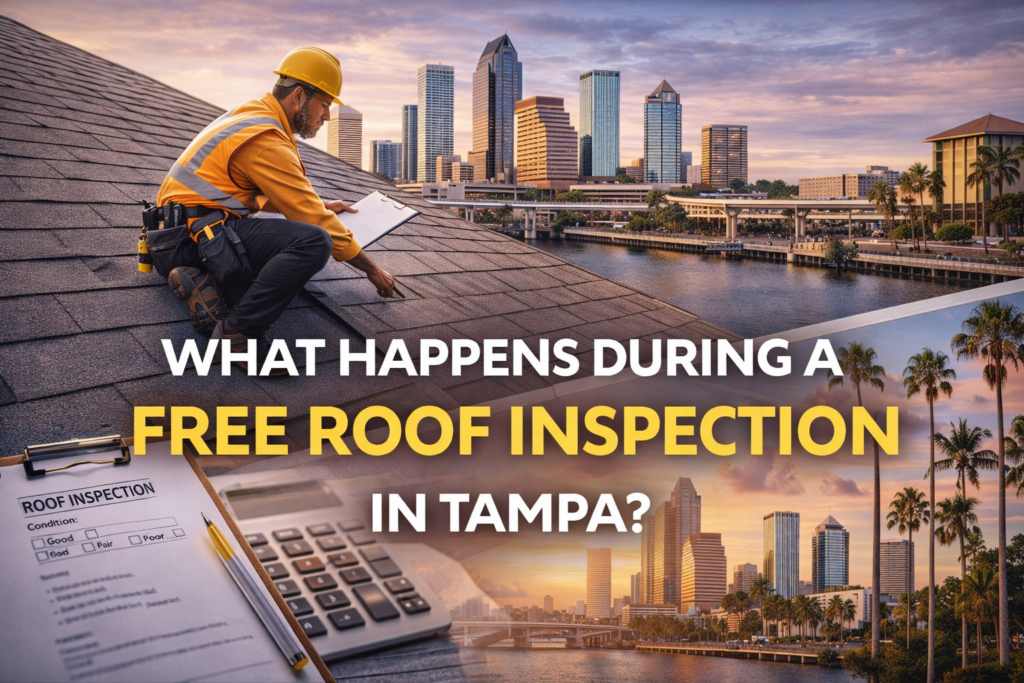 What Happens During a Free Roof Inspection in Tampa? Free roof inspection process on residential home in Tampa Florida