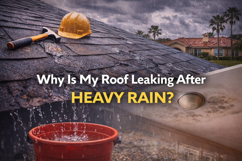 Why Is My Roof Leaking After Heavy Rain in Florida? Roof leak after heavy rain on residential home in Tampa Florida