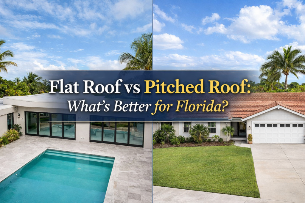 Flat Roof vs Pitched Roof: What's Better for Florida? Flat roof vs pitched roof comparison for homes in Florida climate
